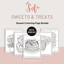 Load image into Gallery viewer, Sweets &amp; Treats Dessert Coloring Bundle | Valentine’s Day Coloring Pages | Instant PDF Download
