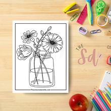 Load image into Gallery viewer, Jar of Flowers Coloring Page
