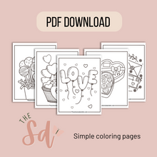 Load image into Gallery viewer, Valentine’s Day Coloring Bundle | Simple Coloring Pages | Instant PDF Download
