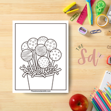 Load image into Gallery viewer, Cake Pop Coloring Page | Instant PDF Download
