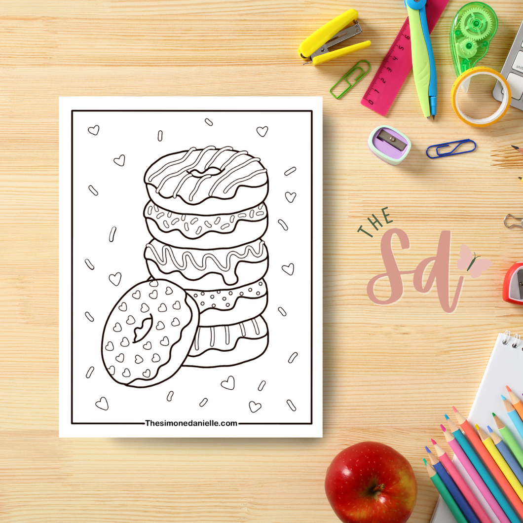 Donut Stack Coloring Page | Instant PDF Download