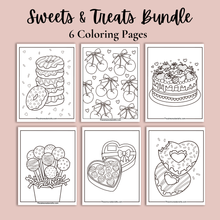 Load image into Gallery viewer, Sweets &amp; Treats Dessert Coloring Bundle | Valentine’s Day Coloring Pages | Instant PDF Download
