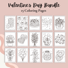 Load image into Gallery viewer, Valentine’s Day Coloring Bundle | Simple Coloring Pages | Instant PDF Download
